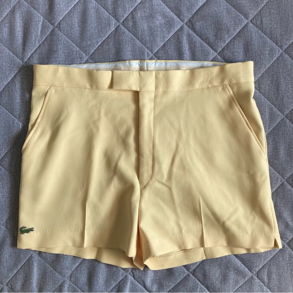 80s Chemise Lacoste Vintage Men's Tennis Shorts 36 Frost Yellow 4” Inseam